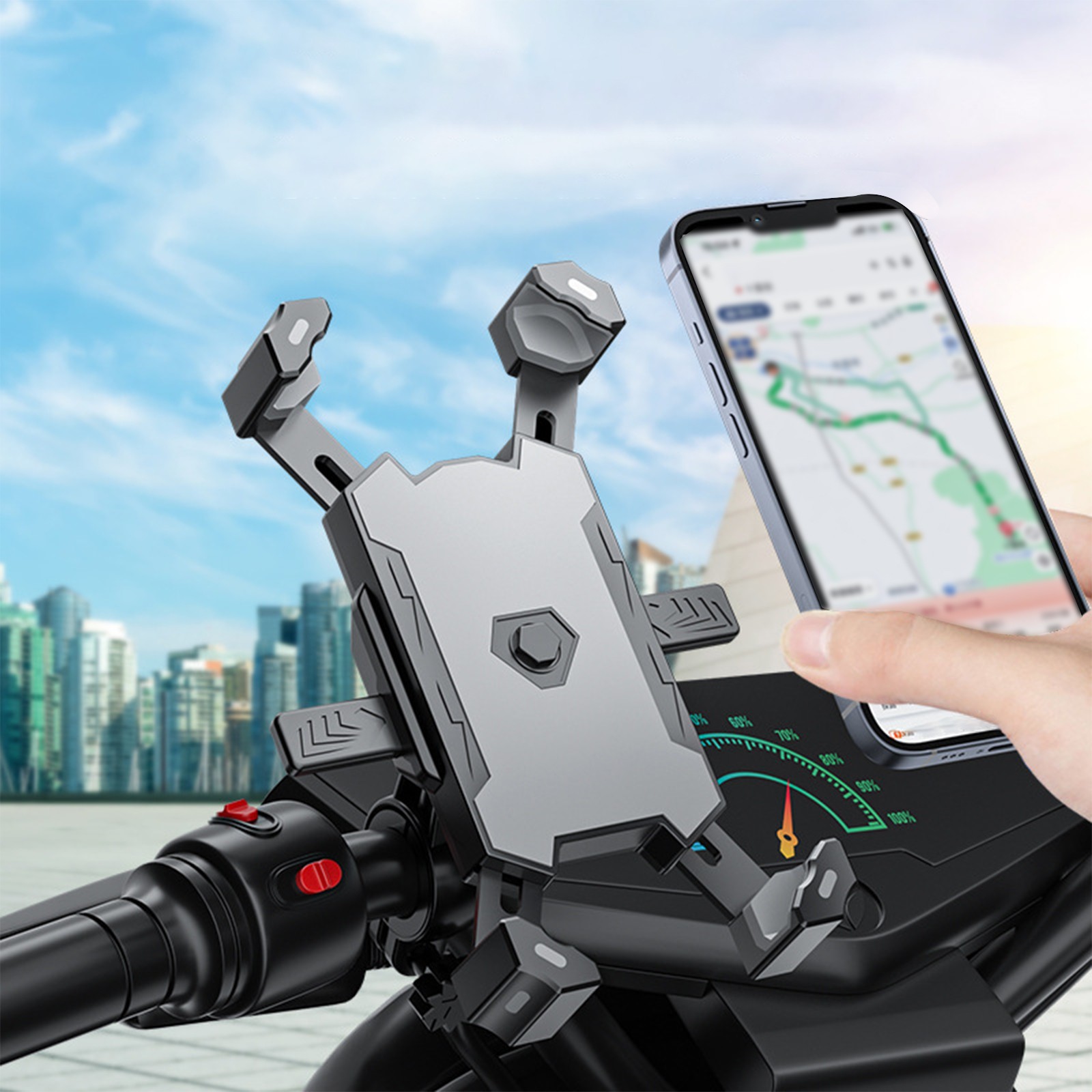 Qaailabf Shock Absorbing Bicycle Cell Phone Mount with Anti-Slip Silicone Pad for Outdoor Riding Navigation – Universal Fit for Most Phones and Bike Handlebars, Easy Installation, Vibration Reduction